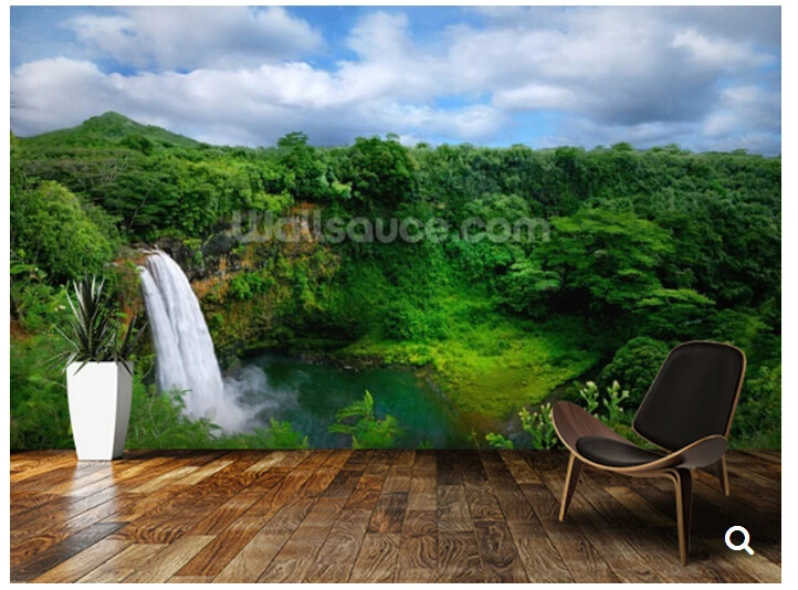 Custom Natural Scenery Wallpaperhawaii Waterfall3d Photo Mural For