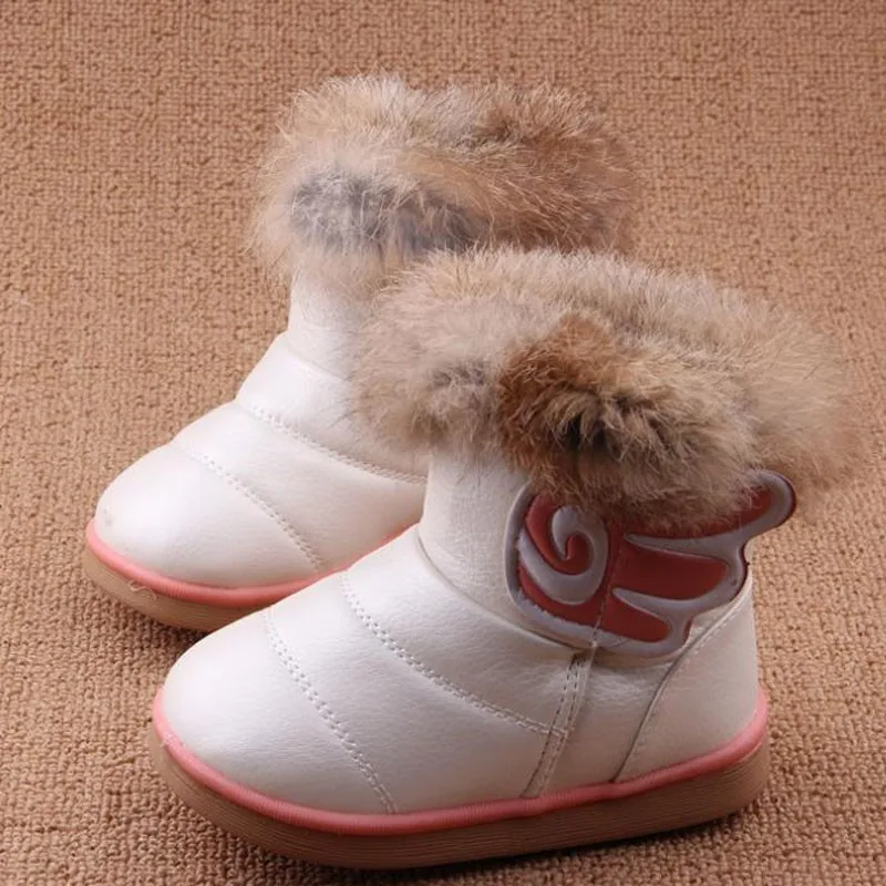 Толстая зимняя детская обувь для девочек на плоской подошве из искусственной кожи; Высокие Детские кроссовки; обувь для маленьких девочек; ботинки с искусственным мехом; спортивная детская обувь