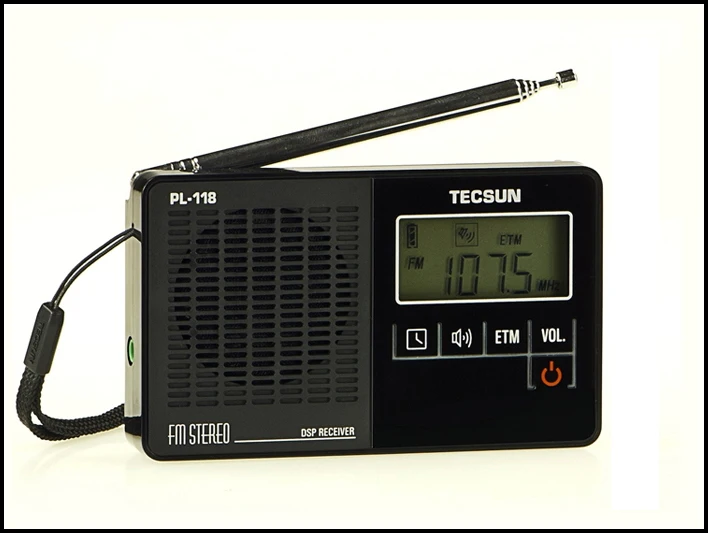 Горячая Tecsun PL-118 DSP FM стерео радио ETM Часы Будильник профессиональный приемник Черный радио FM Y4142A