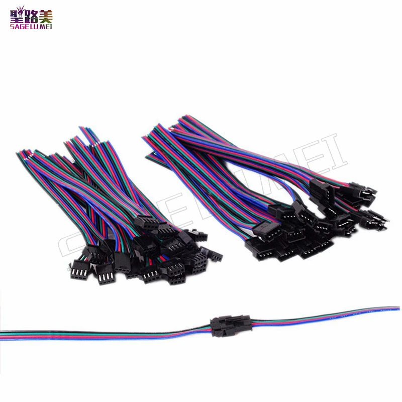 Бесплатный shippingfor WS2811 WS2812B 5050 RGB Светодиодные ленты света 50 пар 2pin/3pin4pin JST штекер SM разъем мужской и женский кабель провода