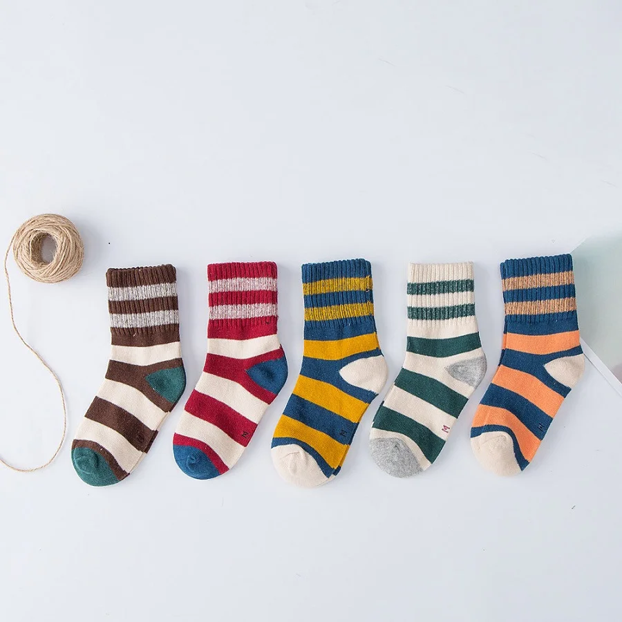 5 пар милых носков для малышей, детские вязаные хлопковые носки с принтом для маленьких мальчиков и девочек - Цвет: Multicolor1
