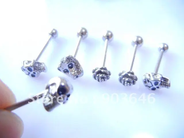 

LOT50pcs Free shippment Body Piercing Jewelry-Surgical Steel PUNK Hip Tongue Ring Bar Nipple Barbells 14g
