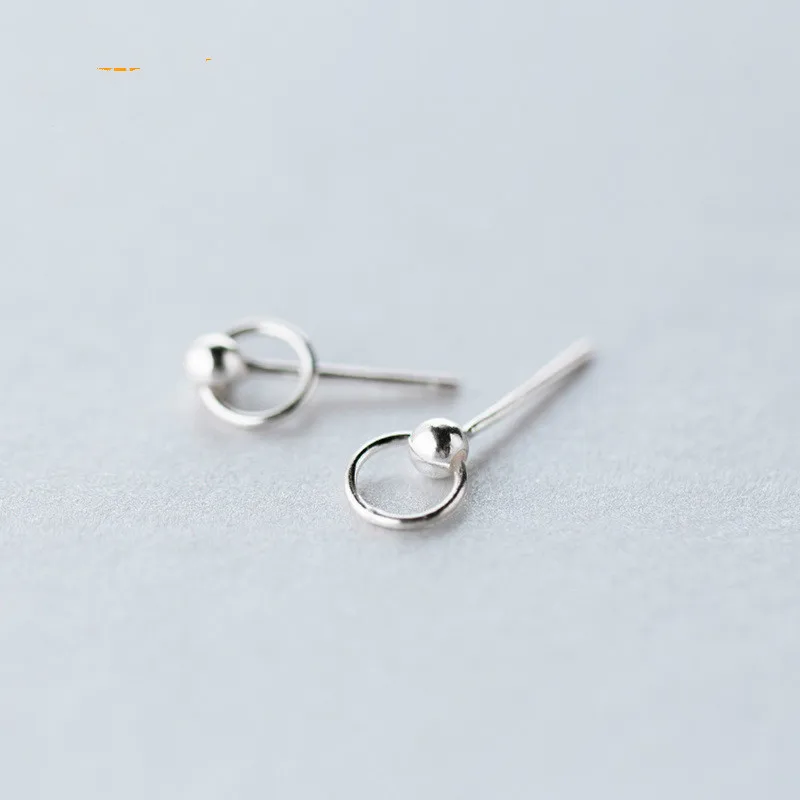 

2018 New Women 100% 925 Sterling Silver Jewelry Tiny Round Stud Earrings Xmas Girls Gift Freeshipping