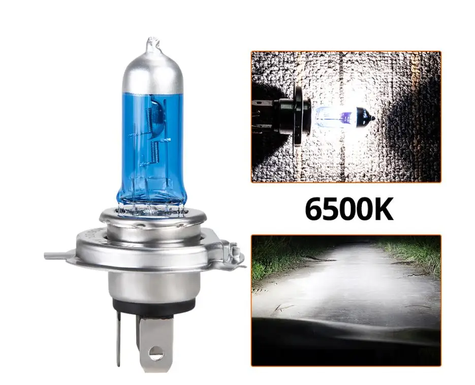 Foxcnsun 1 шт. супер белая галогенная лампа H4 H7 12 В 55 Вт/60 Вт 100 Вт 6000 К 6500 к кварцевое стекло автомобильный головной светильник лампа мотоциклетный светильник - Испускаемый цвет: 6500K-55W