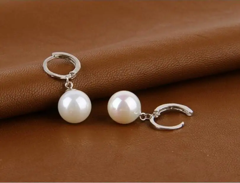 New Hot Simple 8 10 12mm Pearl Drop Earrings For Women 925 Sterling Silver Jewelry Pendientes Statement Dangle Earrings SAE17