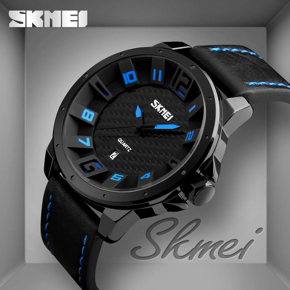 Billige SKMEI Luxus Marke Militär Uhren Männer Quarz Analog 3D Gesicht Leder Uhr Mann Sport Uhren Armee Uhr Relogios Masculino