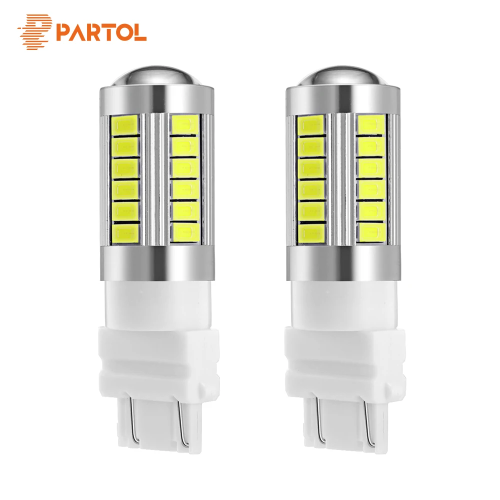 

Partol 2 x T25 3157 P27/5W Car Reverse Lamp Brake Stop Light Car LED Light Bulbs Super Bright Automobile Turn Signals White 12V