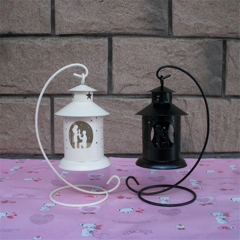 Винтажные Ретро украшения для дома металлический Железный фонарик со свечой высокий большой портативный подсвечник Европейский чайный светильник подсвечник