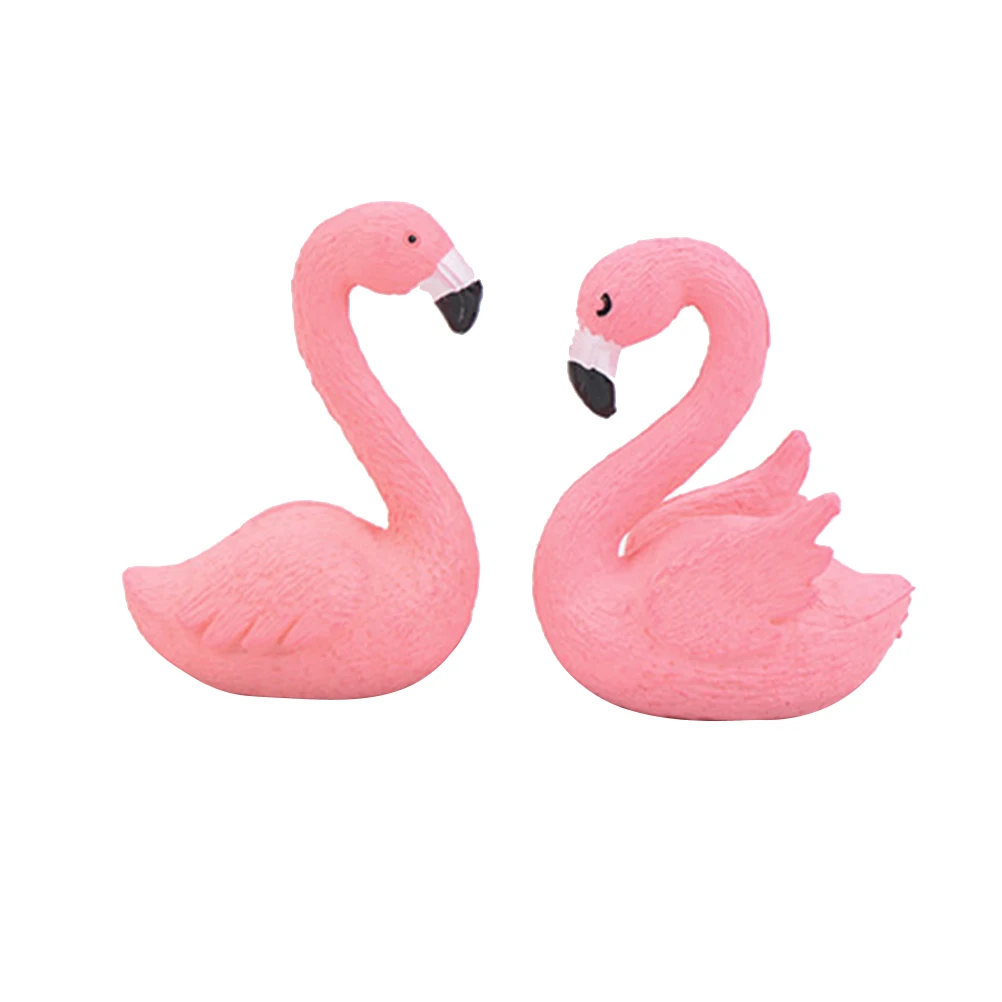 Pack of 2 Decorative Beautiful Plastic Pink Delicate DIY Flamingo Fairy Garden Decor Craft Dollhouse Accessory A30