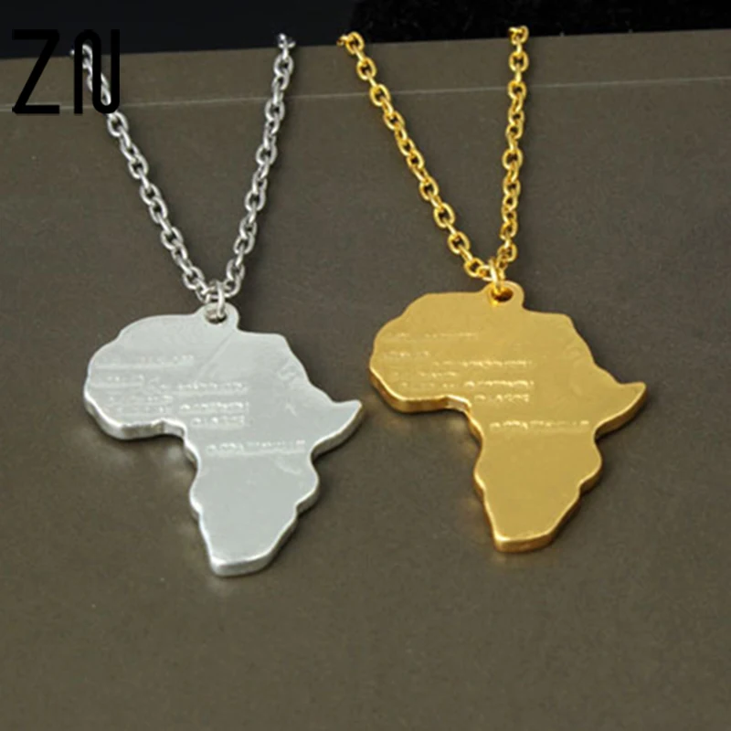 

2017 Fashion Africa Map Jewelry Gold Necklace African Country Pendant Chain