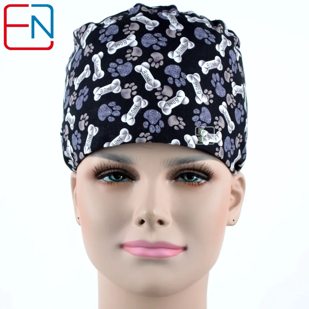 Buy Hennar Black Print Doctor Scrub Caps Women