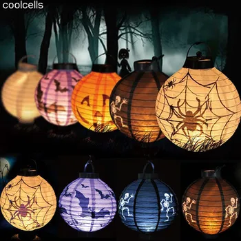 

LED Paper Bat Spider Pumpkin Hanging Lantern Light Lamp Halloween Party Decor