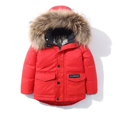 Новинка года, детское пуховое пальто для мальчиков пуховые пальто для девочек Детская парка, куртка для детей, теплая зимняя куртка на белом утином пуху для мальчиков и девочек - Цвет: Красный