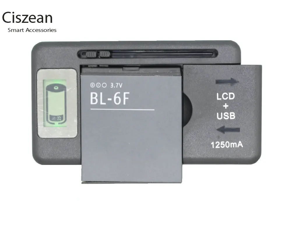 

Ciszean 1x 3.7V 1200mAh BL-6F Phone Replacement Battery +Universal Charger for Nokia N78 N79 N95 6788 6788I BL6F batteries