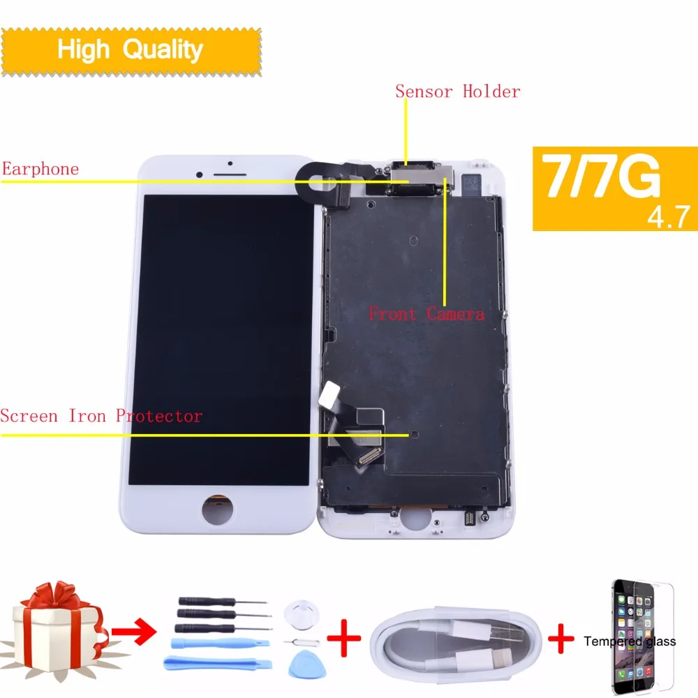 

Full Set original LCD complete For iPhone 7 7G LCD Display Touch Screen+Front camera Digitizer small parts Assembly Replacement