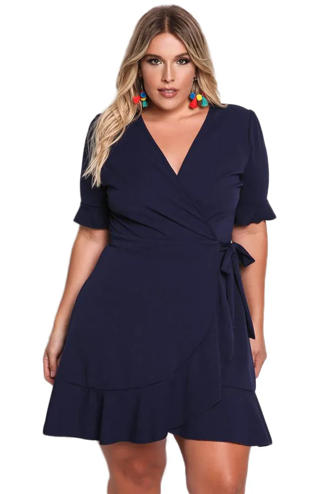 dark blue wrap dress
