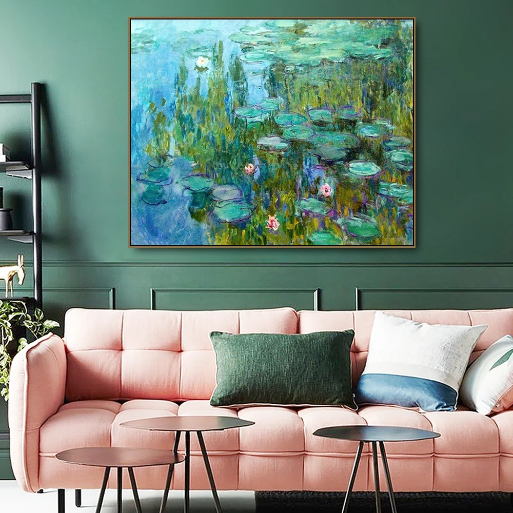 

Water Lily Monet Canvas Painting Calligraphy Poster Prints Oil Painting Art Picture For Home Living Room Bedroom Wall Decoration