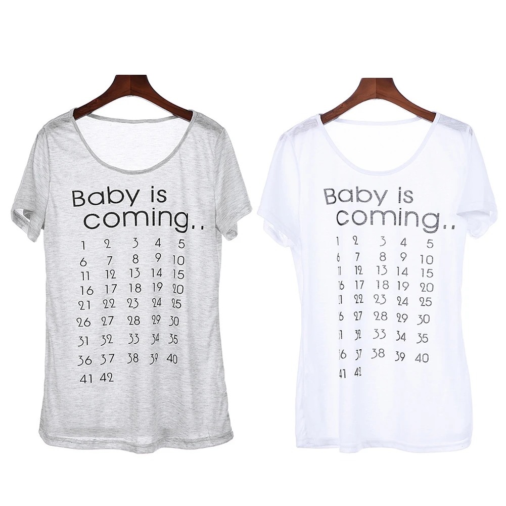 Лидер продаж; Футболка для беременных; топы; одежда для мамы; женская футболка с календарем и обратным отсчетом; Футболка для беременных