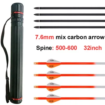 

12pcs Carbon Arrow 31" Length 79cm Replacement Tips 7.6mm Archery Compound Recurve Bow Hunting with Quiver Spine 500-600