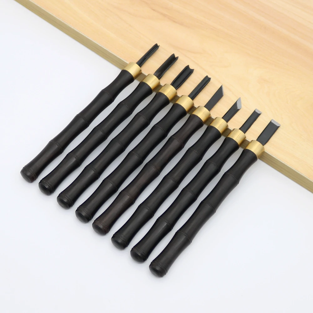 8Pcs/Set Wood Carving Chisels Set with Canvas Bag Hand Woodworking Carving Tools