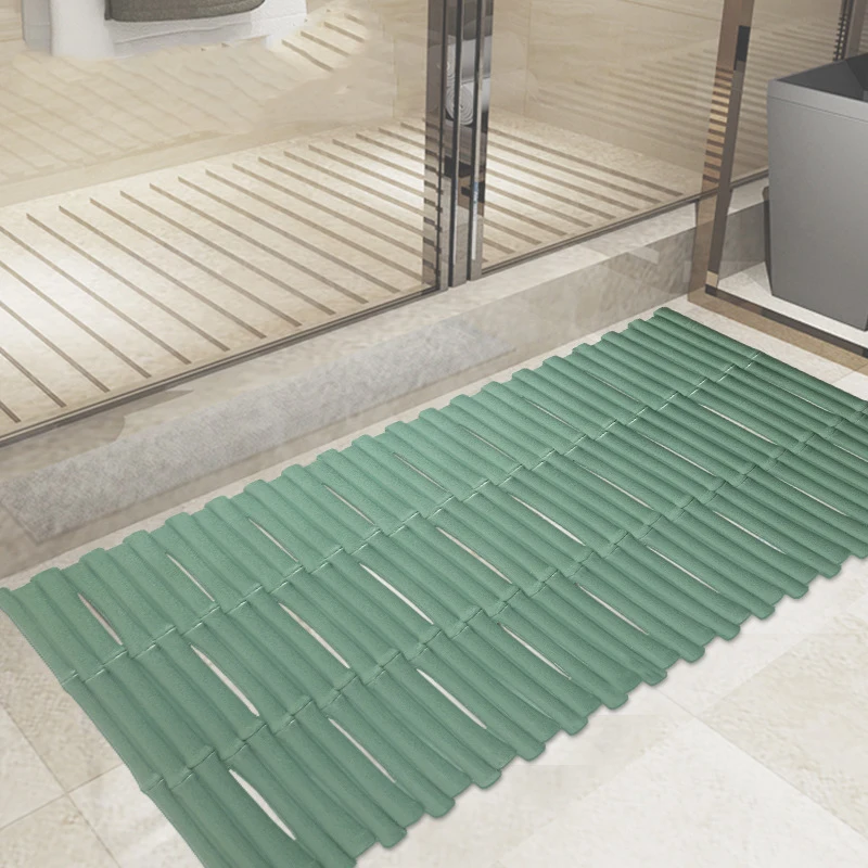 80CM * 40CM Bamboo Transparent PVC Mat Bathroom Non slip Mat Balcony