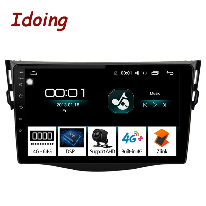 Idoing 9\2.5D 4G+64G Car Android8.1 Radio Multimedia Player For Toyota RAV4 2007-2011 GPS Navigation and Glonass DSP NO 2DIN DVD
