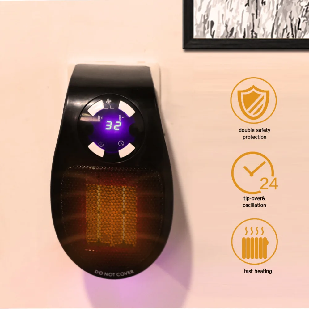

500W Potable Electric Heater Mini Fan Heater Wall Mounted Radiator Stove Timing Winter Warmer Heating Machine for Home Office