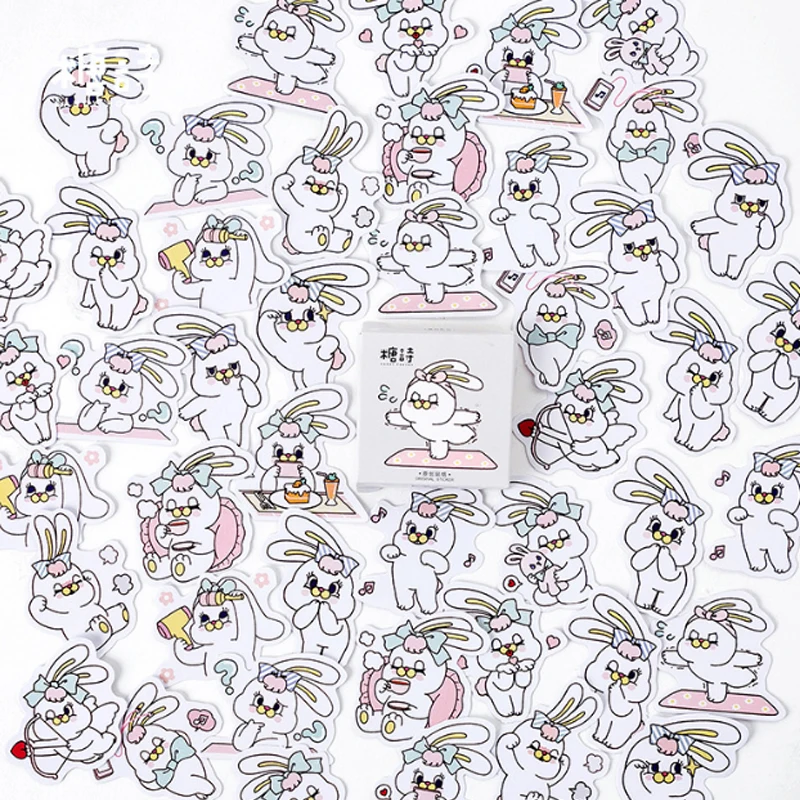 

45Pcs/box Rabbit weight loss diary Mini Decoration Paper Sticker DIY Scrapbook Notebook Album Kawaii Sticker Stationery