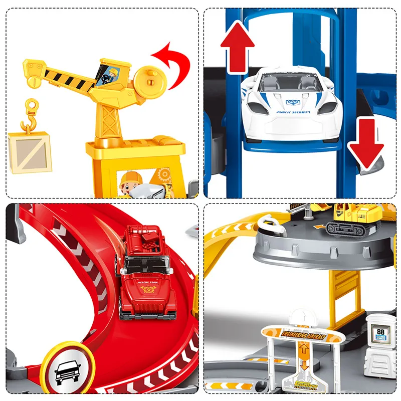 Городская полицейская станция, железная дорога, сплав, автомобильная игра, инженерная пожарная машина, трек, машина, сделай сам, модель, строительные наборы, сборные игрушки для детей
