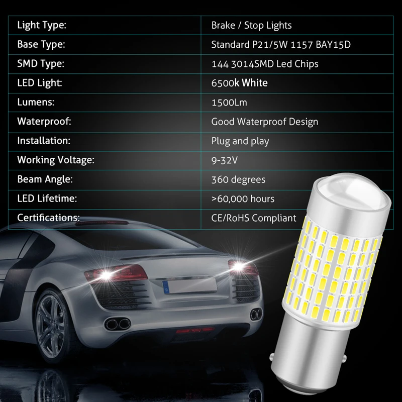 Katur 2x1157 Bay15d тормозные огни S25 светодиодный задний стоп-сигнал двойной контакт P21/5 Вт Светодиодный фонарь для автомобиля