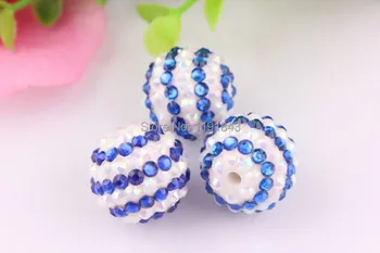 

Kwoi vita 20mm 100pcs/lot dark blue/white ab color Chunky Resin Rhinestone Beads Ball for Kids Jewelry Making