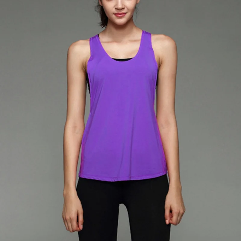 Summer Women Tank Tops Dry Quick Yoga Shirts Loose Gym Fitness Sport Sleeveless Vest Singlet Running Training