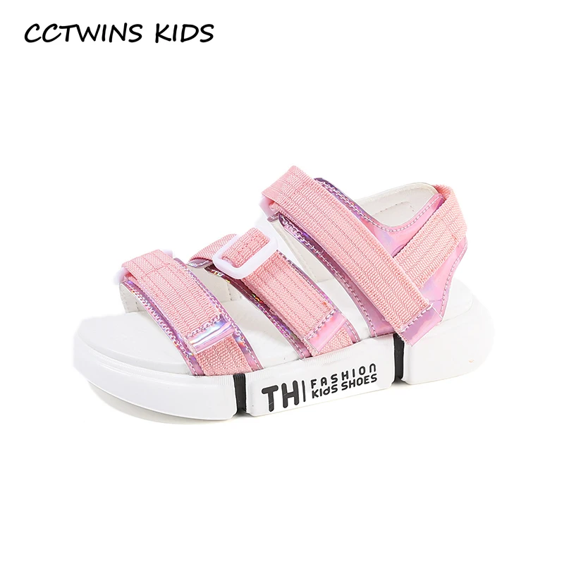 

CCTWINS Kids Shoes 2019 Summer Girls Fashion Princess Casual Sandals Children Beach Flats Toddler Baby Soft Barefoot Shoes BS321