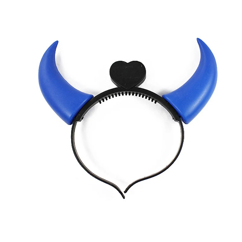 

New LED Flash Light Head Band Hairband Halloween Devil Horns Type Lighting Headband Gag Toy Party Headwear for Kids Blue