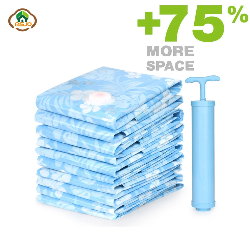 

Msjo Storage Bag Vacuum Bags For Clothes 11PCS/Set Compressed Bag With Pump Bedroom Clothes Saving Space Seal Quilt Organizer