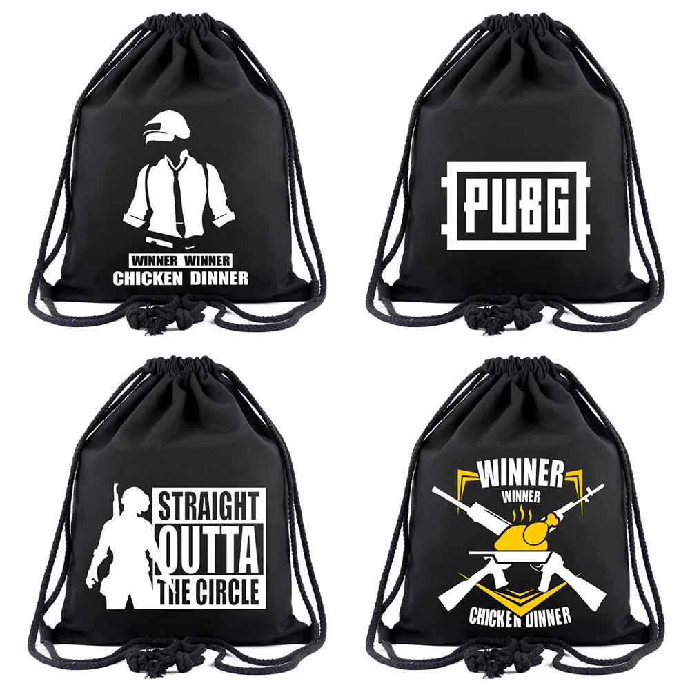 

Game PUBG Winner Winner Chicken Dinner Women Bagpack Teenagers Schoolbags Men Backpacks Canvas School bag String Drawstring bag