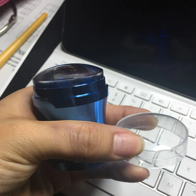 

New Arrival Transparent 4cm Big Nail Stamp Professional Marshmallow Round Nail Art Stamper Transfer Tools
