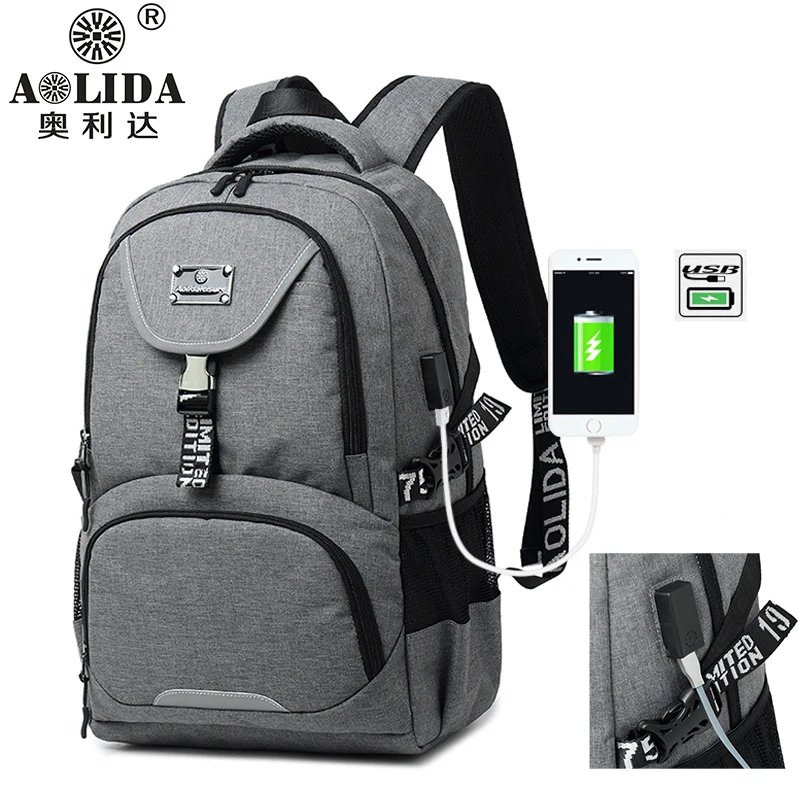

Multifunction External USB charging Men Backpack18inch For Large Capacity Style Laptop Anti-thief Backpack AOLIDA