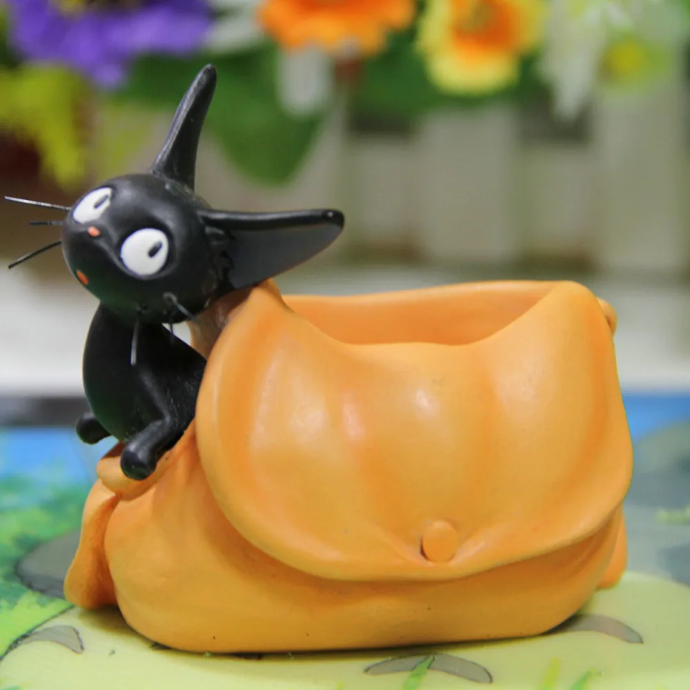 

Kawaii Cartoon Cute Cartoon Black Cat Messanger Delivery Bag Design Plant Flower Pot Succulent Planter