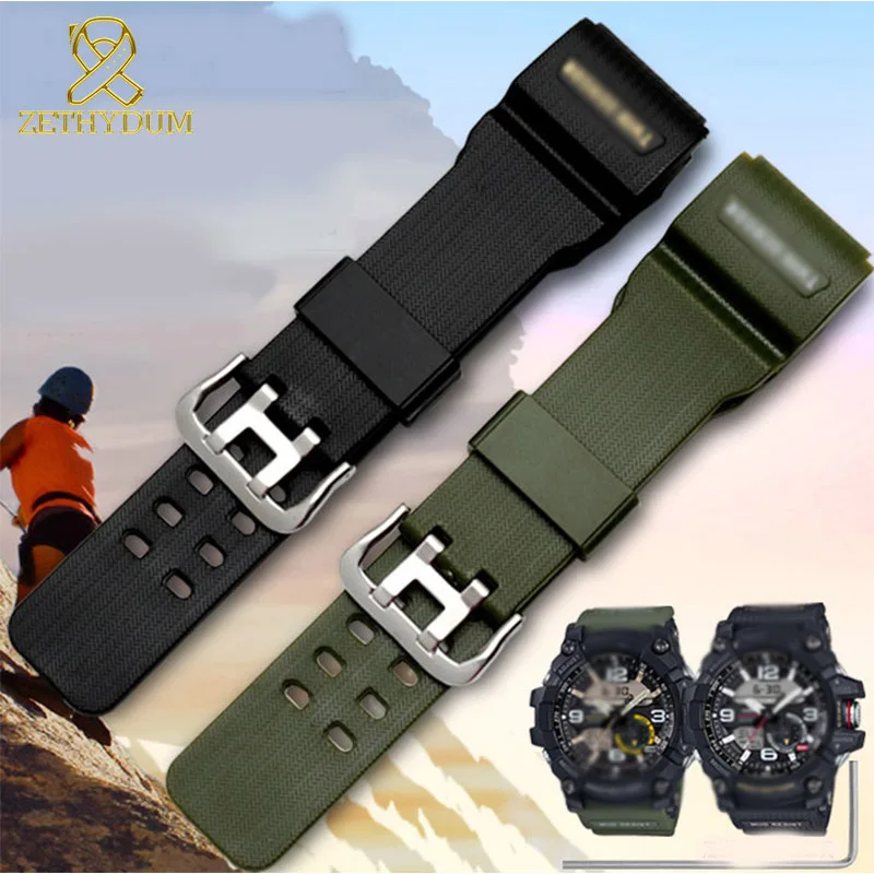 Резиновый ремешок для часов водонепроницаемый силиконовый браслет для Casio GG-1000/GWG-100/GSG-100 часы группа спортивный мужской браслет армии geen