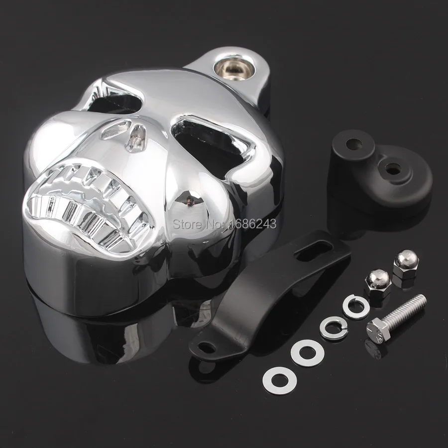 Motorcycle Chrome Skull Head Horn Cover Fits For Harley Street Glide V