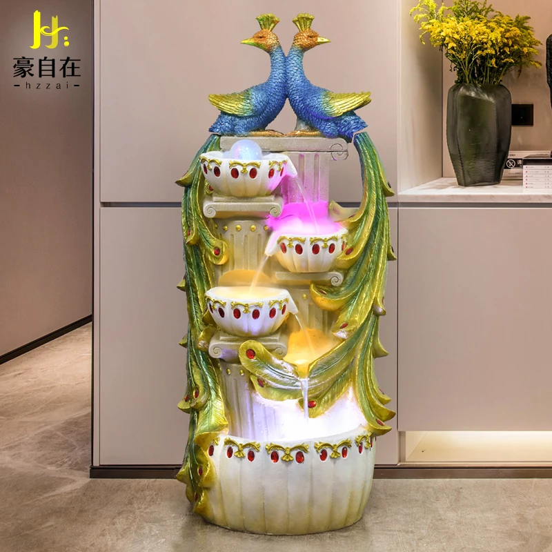 

Peacock Water Fountain, Water Scene, Geomantic Water Ball, Courtyard, Home, Living Room Decoration and Gift-giving