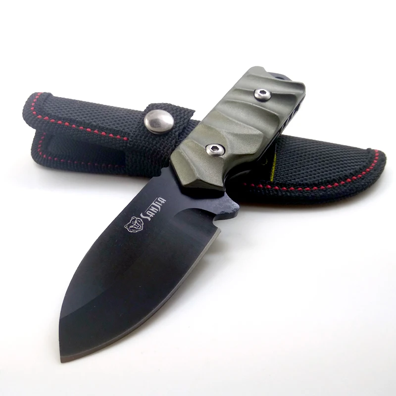 Online Fijo cuchillo de bolsillo táctico titanio 440C hoja de acero inoxidable al aire libre EDC cuchillos SDIYABEIZ