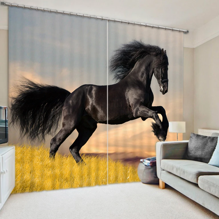 Modern Fashion 3d Blackout Horse Curtains For Kids Children Adults Bedding Room Living Room