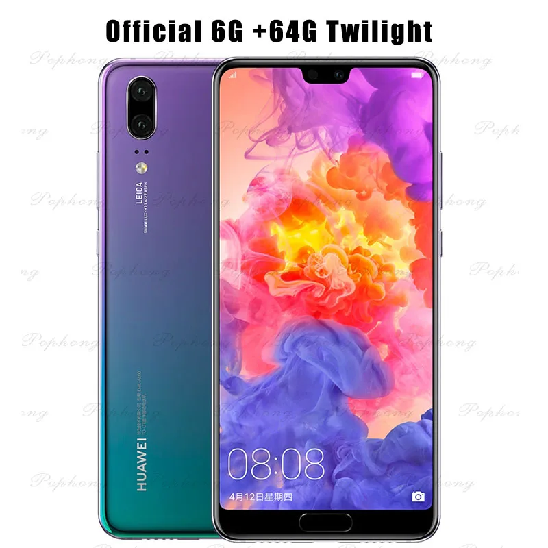 Смартфон huawei P20, Android 8,1, 6 ГБ ОЗУ, 64 ГБ/128 Гб ПЗУ, Kirin 970, Face ID, 5,8 '', полный экран, фронтальная камера EMUI 8,1, 24 МП - Цвет: 6G 64G Twilight