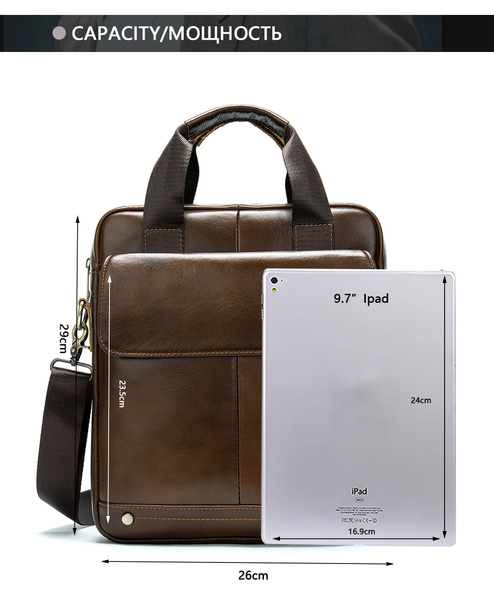 Men's Shoulder Bag Men Genuine Leather Casual Purses and Handbags for Money Ipad Crossbody Bags Gifts bolsas male22
