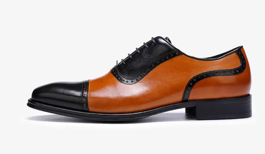 Brogues Echtes Schuhe Wohnungen Herren Leder Lace Für Business Casual up Platz As Mischfarben Zehen Pic Kleid Oxfords Schwarz qywtKyZvF7
