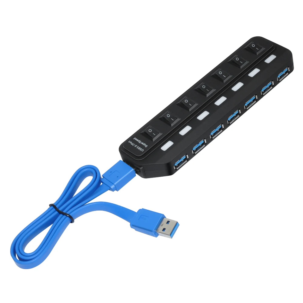 NEW USB HUB 3.0 Super Speed 5Gbps 7 Ports USB 3.0 HUB USB Splitter With On/Off Switch Platooninsert For Computer Peripherals