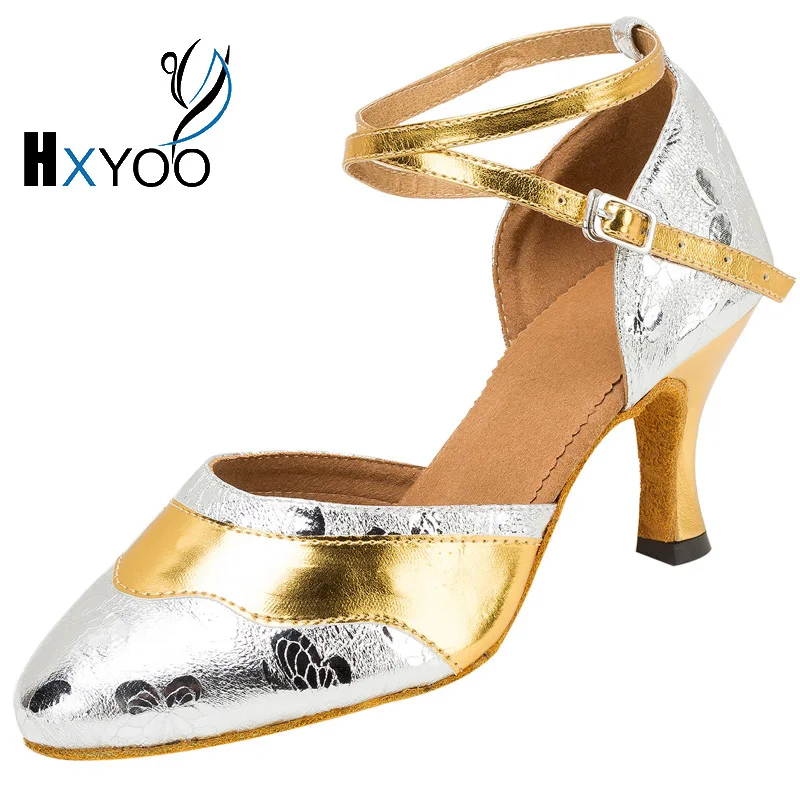 HXYOO 2017 Glossy font b Dance b font Shoes Women Ballroom Latin Soft Sole Shoes Girls