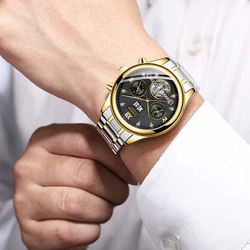 GUANQIN 2019 Automatic Mechanical Watch Men Clock Men Tourbillon Waterproof Top Brand Luxury Dropshipping Date Relogio Masculino
